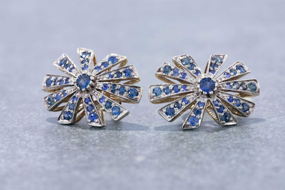 Zjawiskowy złoty komplet z szafirami, pr. 585