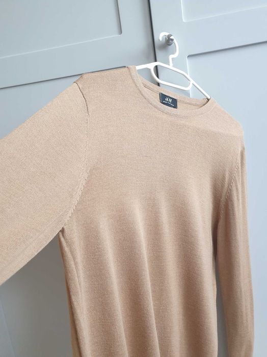 Beżowy sweter męski H&M wełna merino  M bielizna termiczna