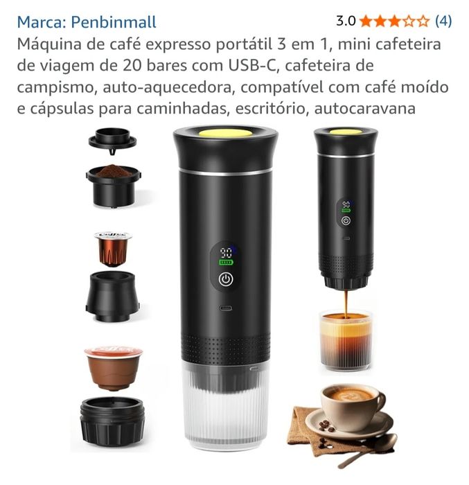 Máquina de café expresso portátil 3 em 1,