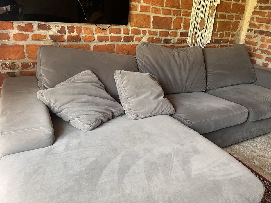 Narożnik welurowy modalto szary rozkładany