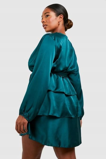 Boohoo 44 Xxl Sukienka Mini Satynowa Forest J29498