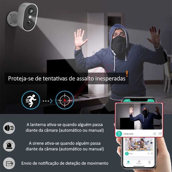 Câmara de Vigilância WiFi Sem Fios Bateria Full HD Visão Noturna NOVO