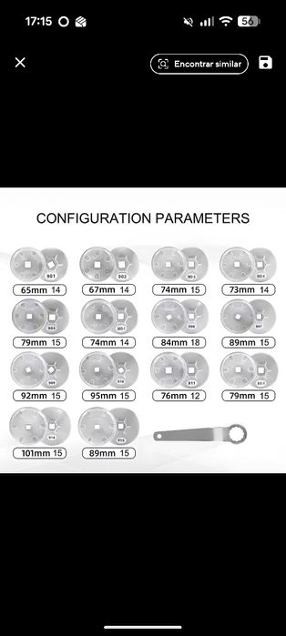 Conjunto chaves filtro óleo 15 peças