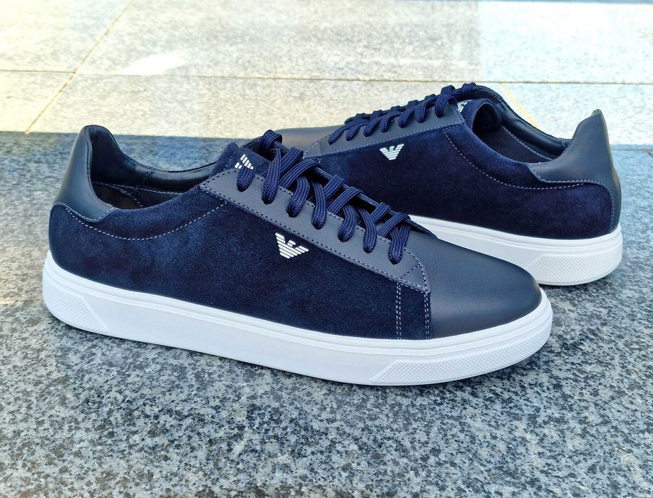 Мужские кожаные замшевые черные синие белые базовые кеды кроссовки!!!