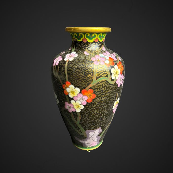 Wazon emalia cloisonne kwiaty styl azjatycki chiny B41/081705