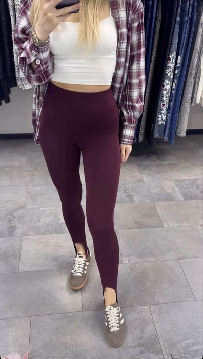 Лосини лосіни легінси зі штрипками колір марсала, без утеплення