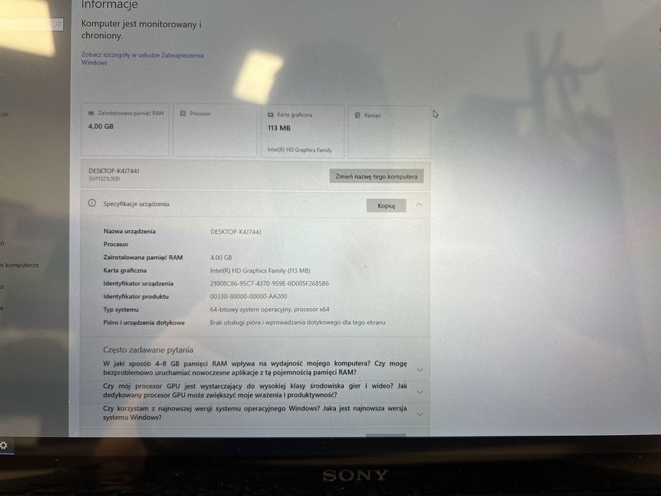 Sony vaio svp 1321 na cześci