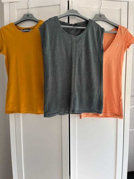 zestaw paka 3 szt bluzki koszulki t-shirt bawełna len