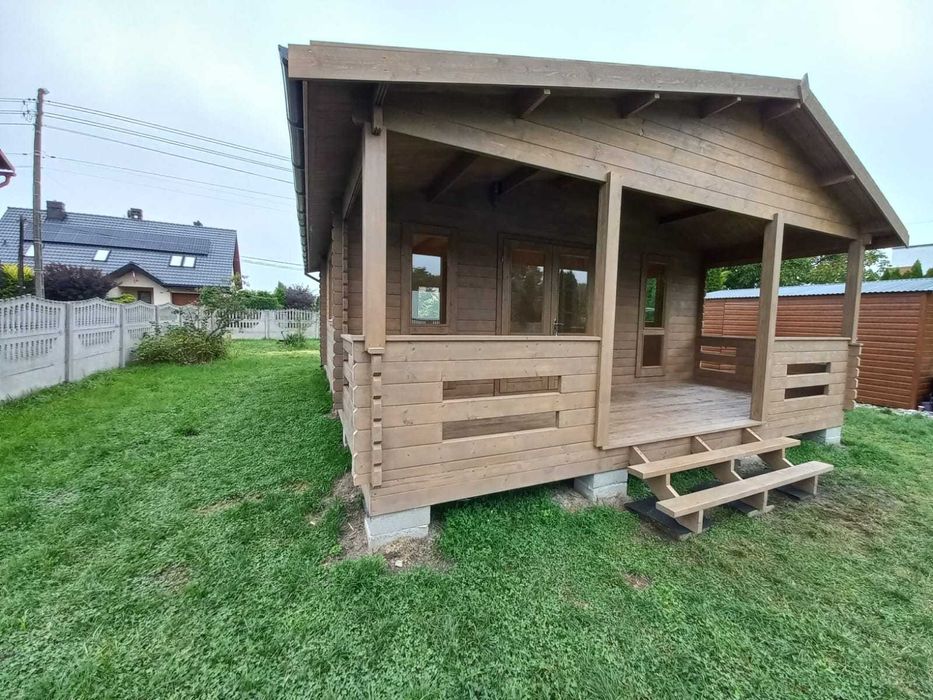 Drewniany domek letniskowy Weekend III 32 + 11m2 ROD, ośrodek, działka