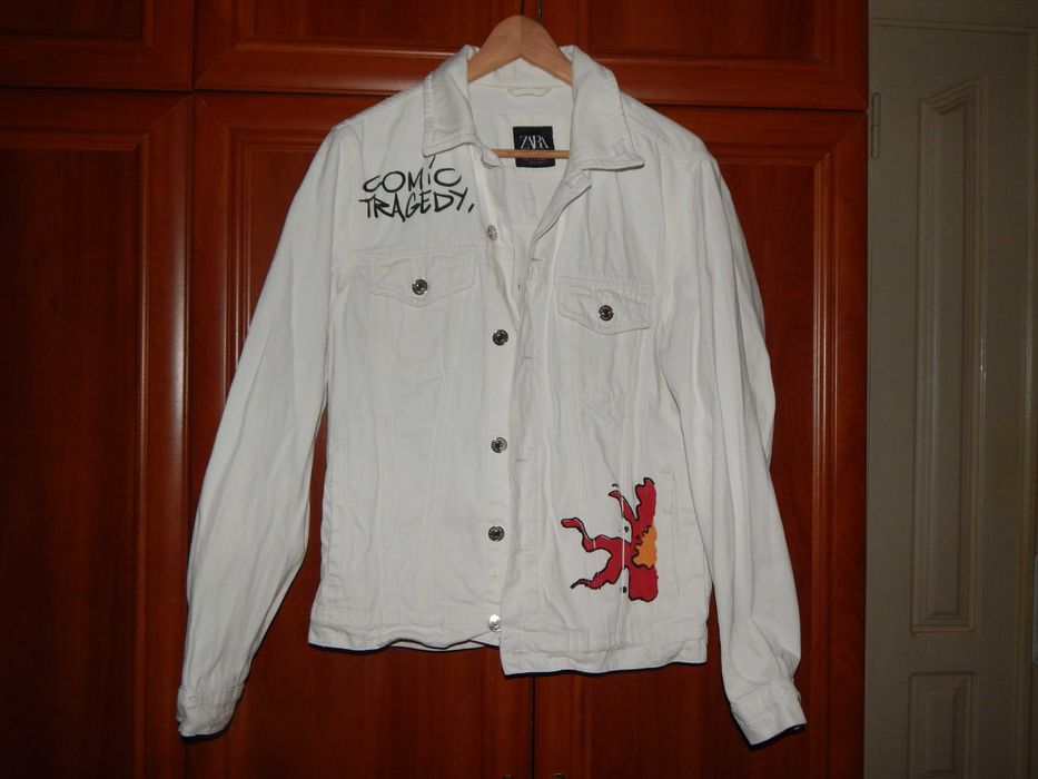 Куртка джинсовая ZARA джинсовка белая оригинал размер S - M Cropp