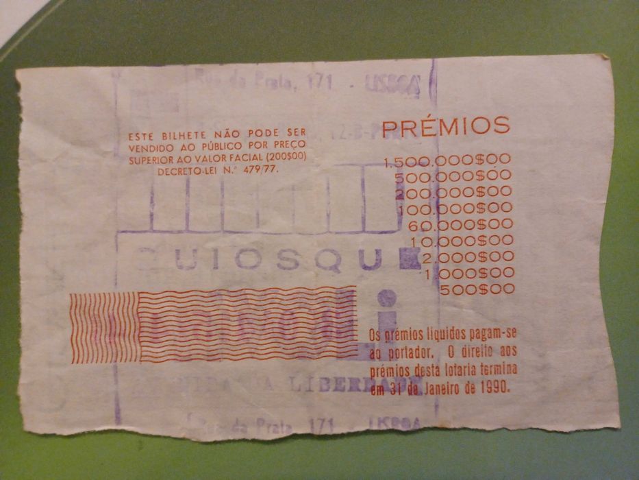 Bilhetes de lotaria antigos - colecção