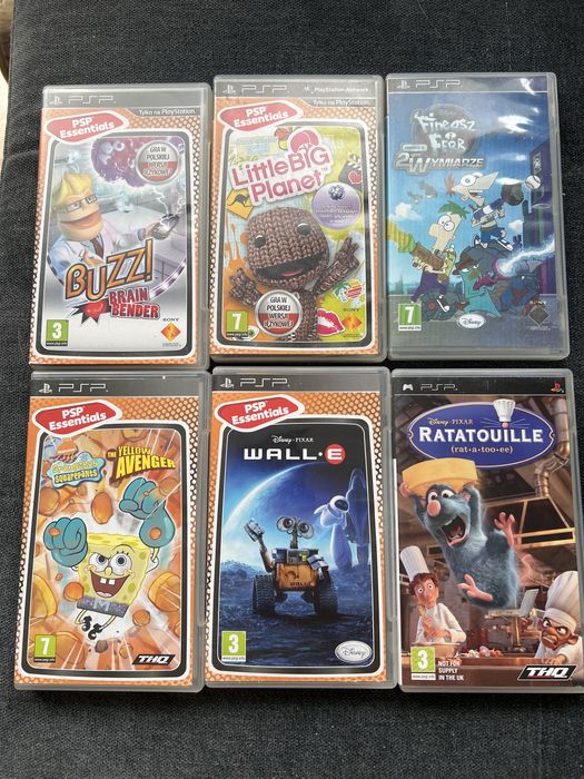 Gry na PSP, buzz, wall-e, little big planet, fineasz i ferv, spongebob