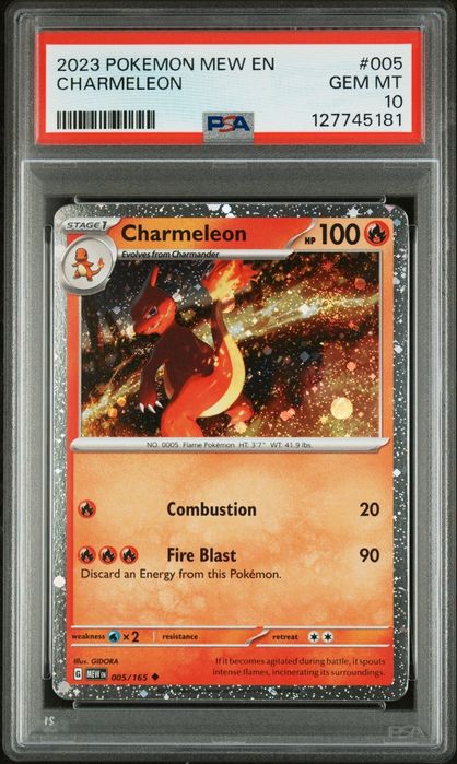 Zestaw kart pokemon Charmander, Charmeleon, Charizard PSA 10 sekwencja!