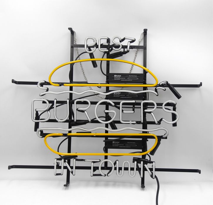 Szklany neon burger 60x50- bezpieczna wysylka