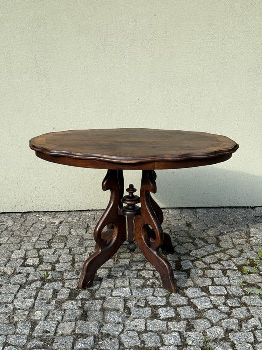 Stol drewniany w stylu biedermeier koniec XIX w.