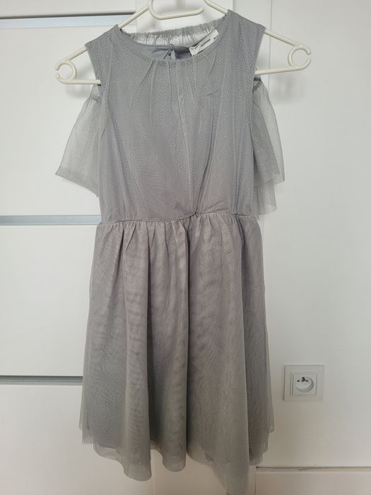 Wzorzysta sukienka dziewczęca z bolerkiem, z Reserved, 146