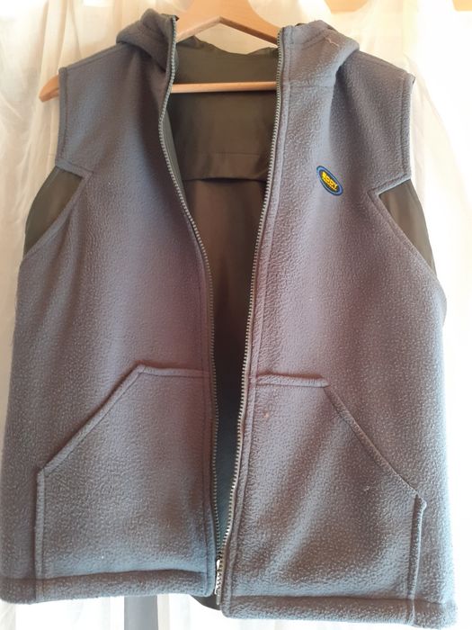 Dwustronna ocieplana damska kamizelka z kapturem