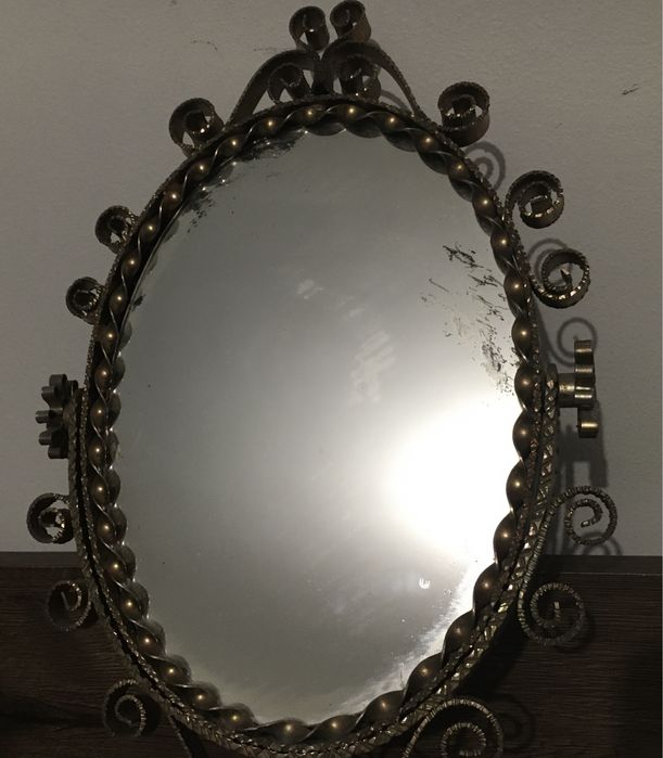 Stare lusterko PRL masywne Styl Filigran