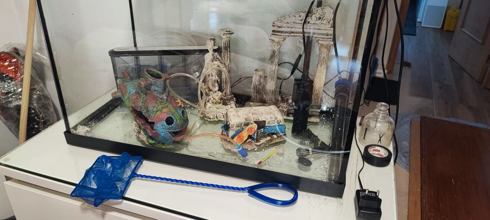 Aquário com acessórios