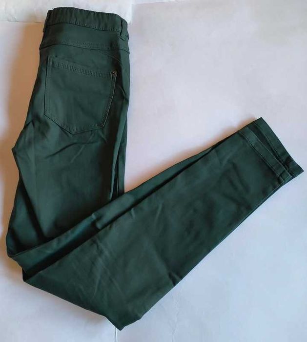 Reserved szmaragdowe ekoskóra spodnie woskowane 38 M nowe