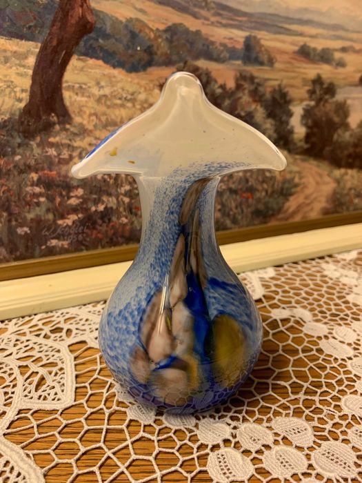 ваза стеклянная цветное стекло кобальт Германия