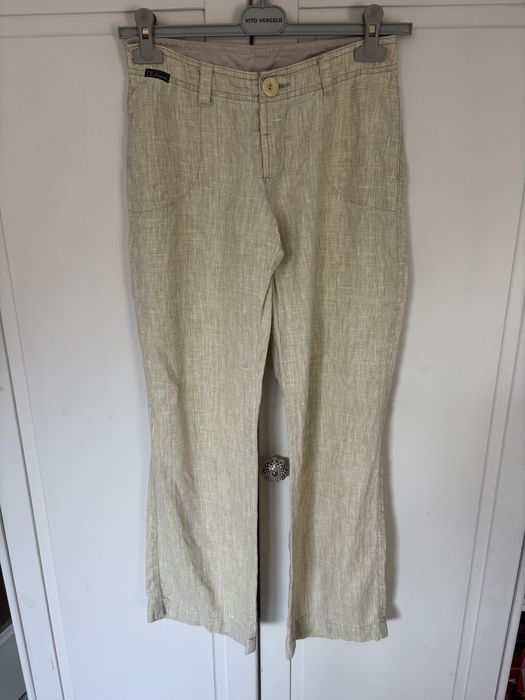 Vt jeans Szerokie lniane spodnie len linien przewiewne naturalne