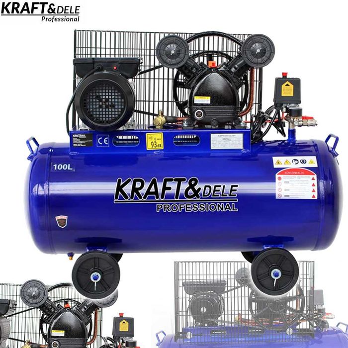 KRAFT&DELE Kompresor Olej Sprężarka 100l 2-tłoki 230v 3kW 4,2km KD4054