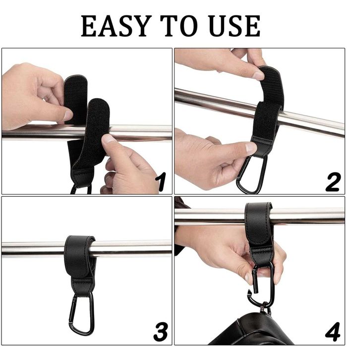 Hak do wózka dziecięcego uchwyt na torbę z karabińczykiem 2 sztuki