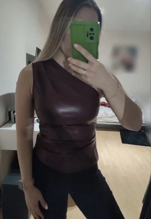 Екошкіряний топ бургунді