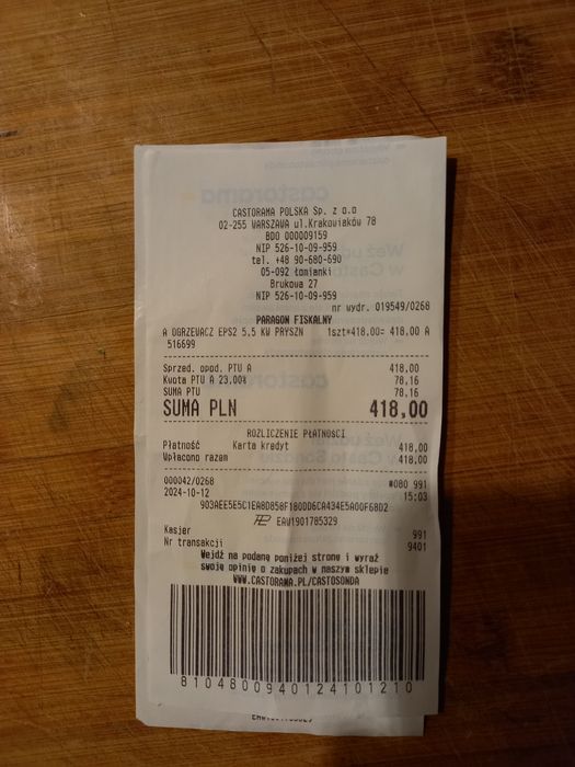 Podgrzewacz elektryczny prysznicowy Kospel5.5kw