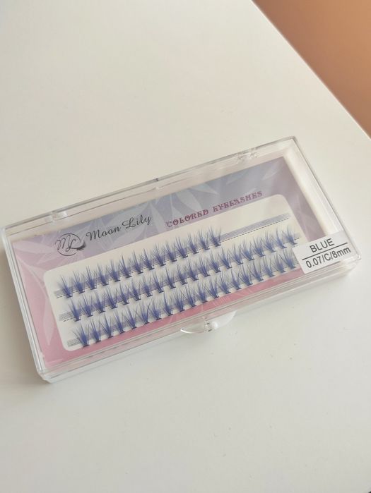 Moon Lily kolorowe niebieskie granatowe rzęsy kępki rzęs 8mm 20D curlC