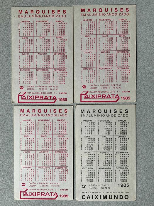 Calendários de 1985 - Signos (preço unitário)