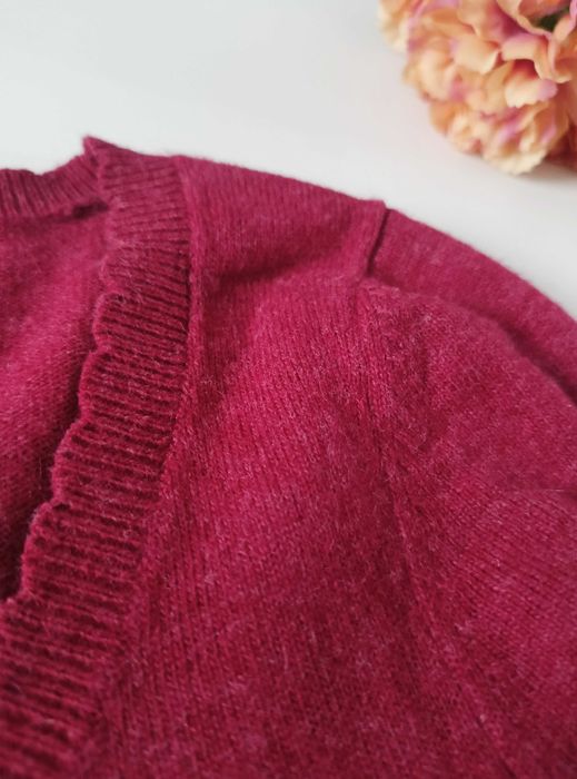 Kardigan damski malinowy lambswool cashmere angora White Stuff 38 M