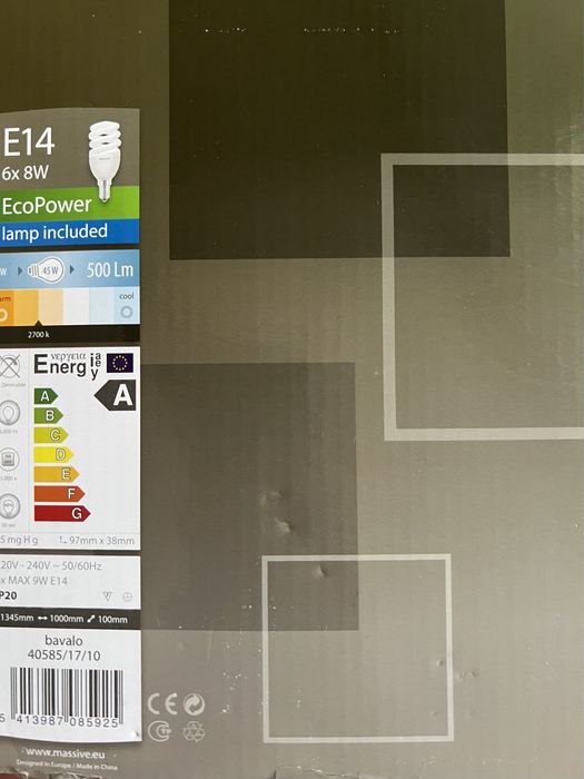 Стельовий світильник Massive Bavalo – 6 плафонів, 8W Philips EcoPower