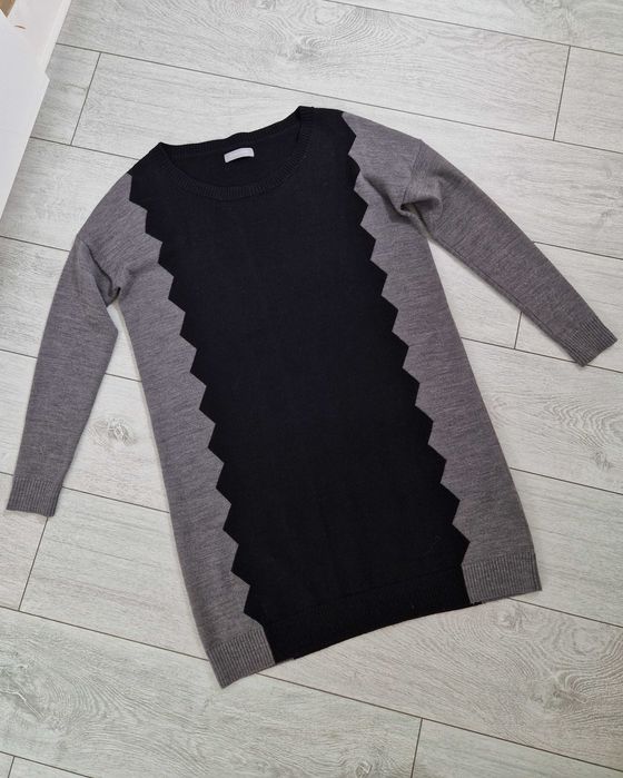 Samsoe samsoe szara sukienka sweterkowa długi sweter wełniana wełna S