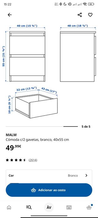 25Mesinha de cabeceira Malm