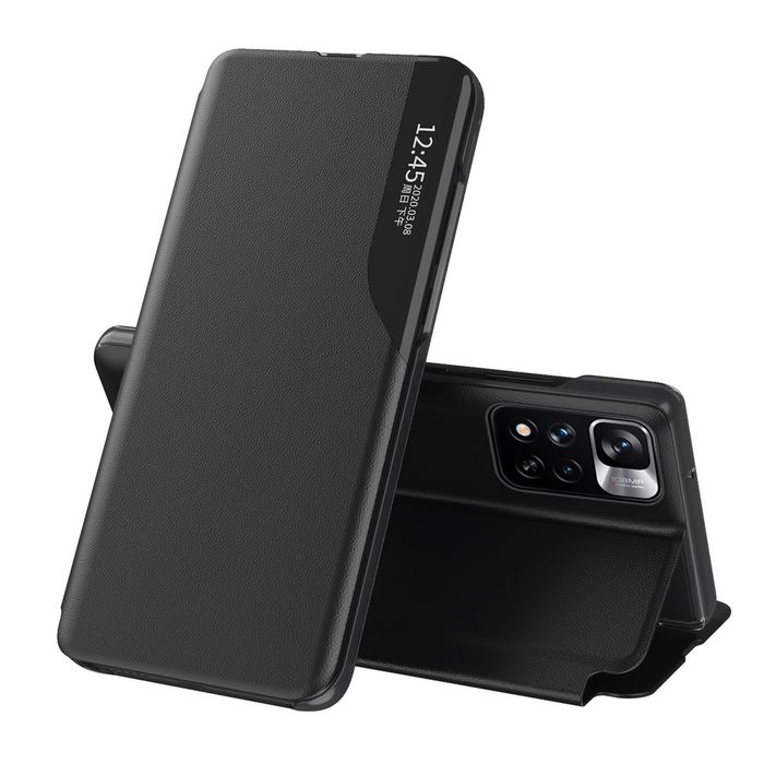 Eco Leather View Case elegancki futerał etui z klapką i funkcją podstawki Xiaomi Redmi Note 11T 5G / Redmi Note 11S 5G / Poco M4 Pro 5G czarny