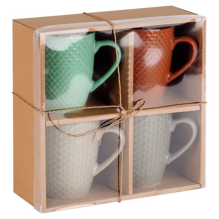 Zestaw 4 Kubków Ceramicznych Do Kawy Herbaty 400ml Dekoracyjne Mebliva