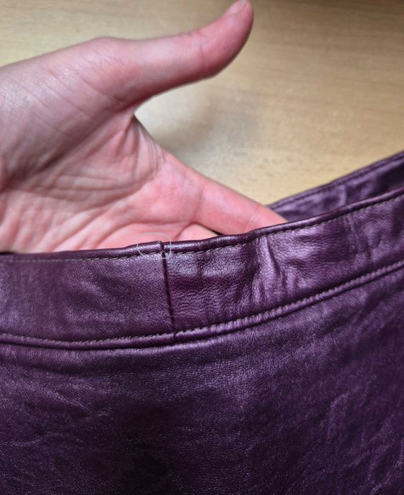 Fioletowa skórzana spódnica vintage L, 100% skóra