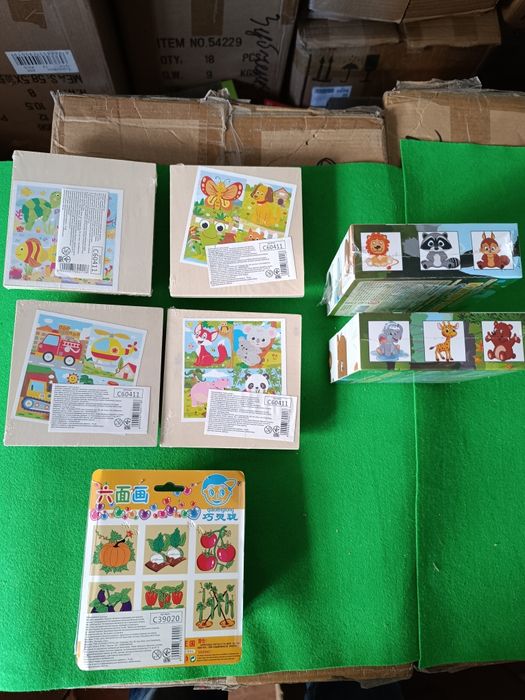 Дерев'яні пазли 16 елементів, кубики деревяні, пазли 4 в 1 Додо