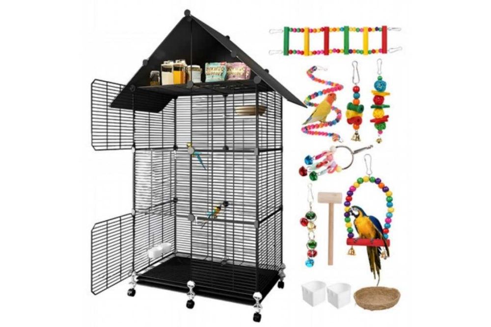Велика металева клітка для птахів, Підлогова клітка для папуги