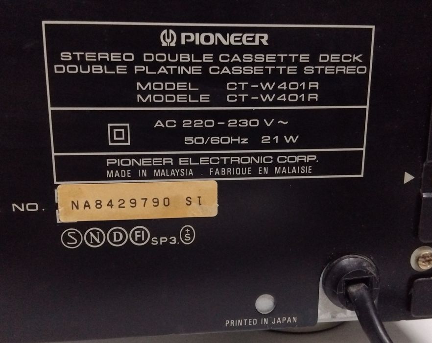 PIONEER deck cassettes CT-W401R