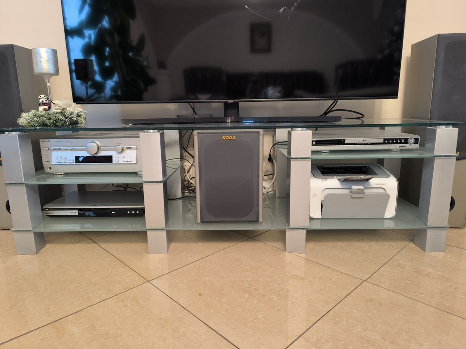 Szklany stolik pod telewizor, 171 cm