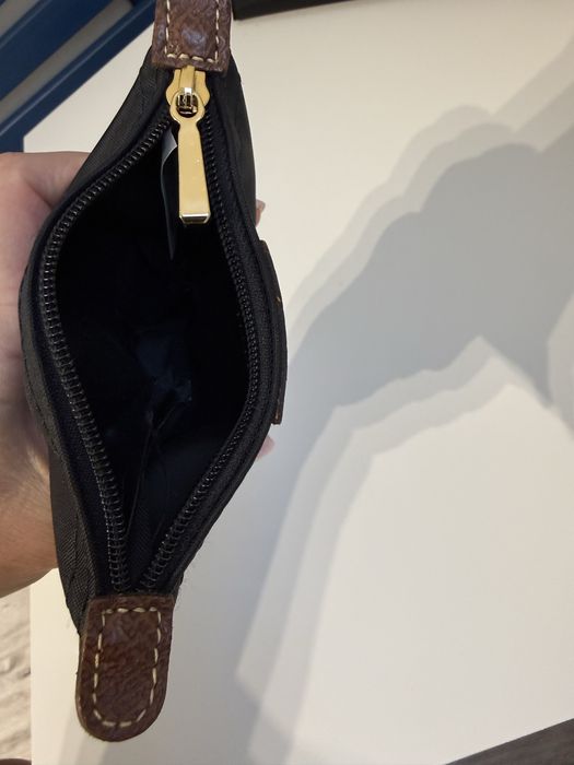 Portfel Longchamp mini black nylon leather
