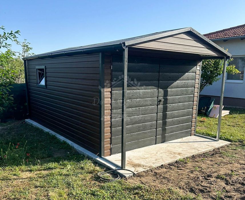 Schowek domek ogrodowy 3,5x4m wiata  orzech  sosna norweska  ID1059