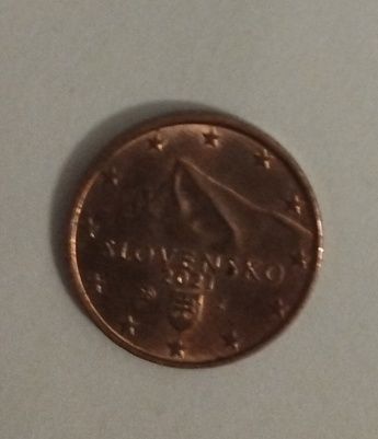 2 Moeda de 1 cêntimos da Eslováquia