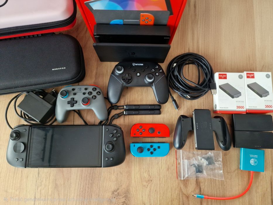 Nintendo Switch OLED + Ogromny Zestaw Akcesoriów! Mobapad M6-HD, Karta 256GB, Pady