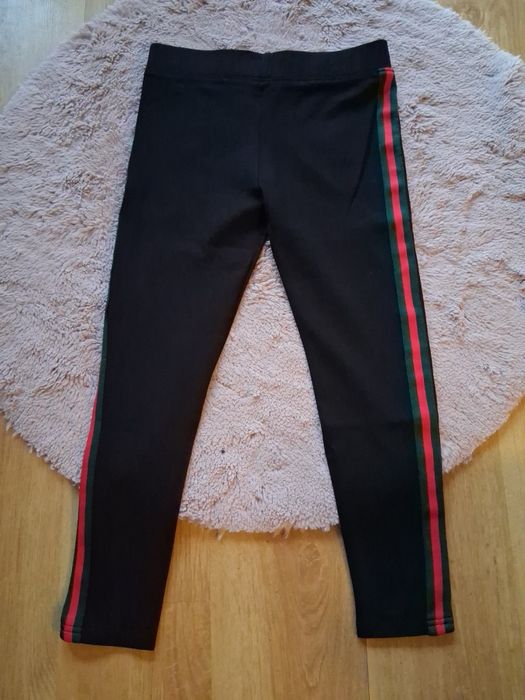 Legginsy czarne z lampasami 36-38 spodnie ,casual