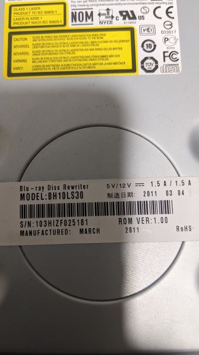 Оптичний Привід DVD- RW, BR rewrieter sn