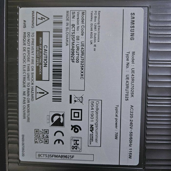 Tv samsung para peças.